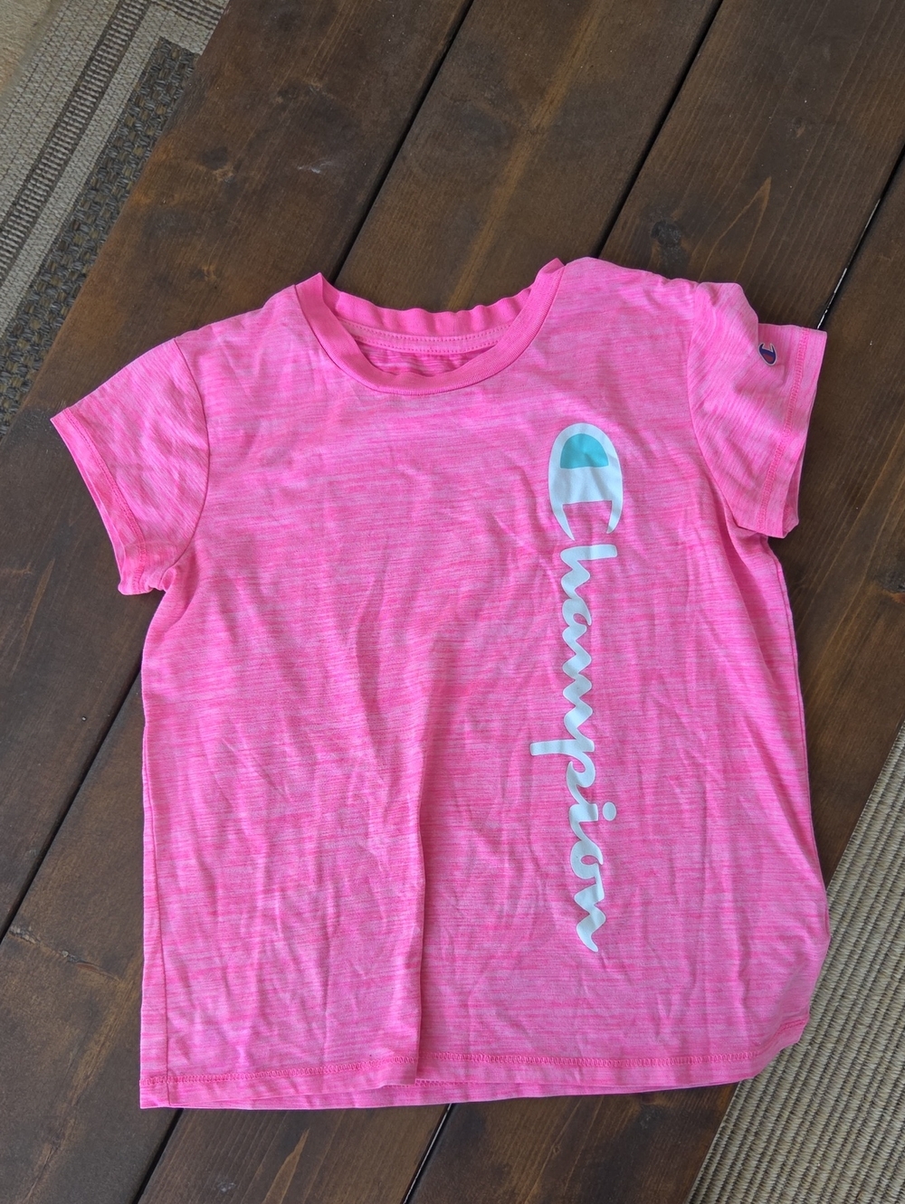 Champion Kids' Neon Pink Vertical Logo Tee